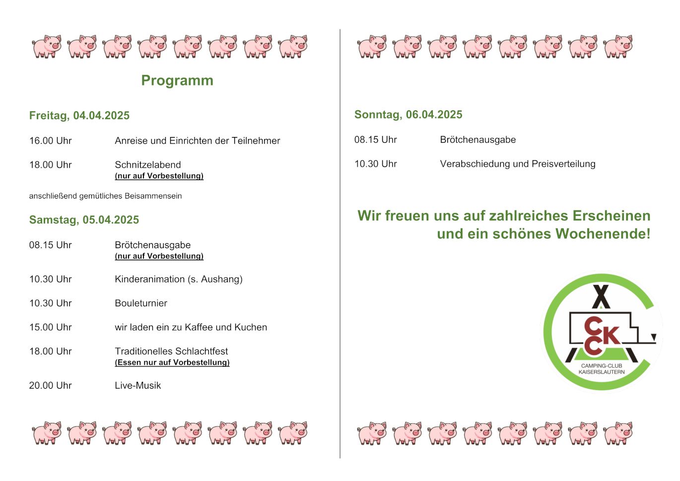 Schlachtfest Programm